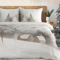 Vianočné posteľné obliečky z bavlneného saténu Inverno